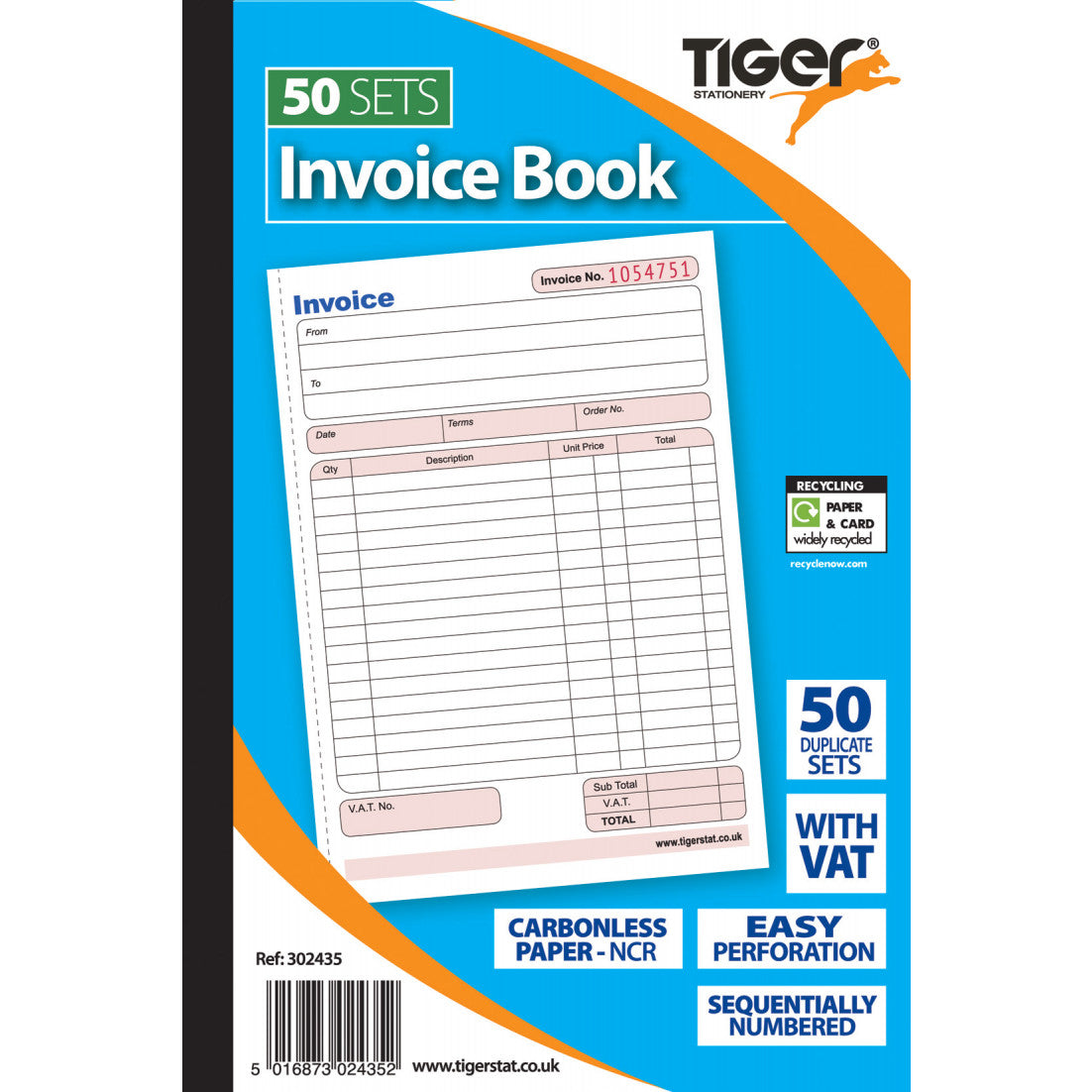 Tiger A5 Sales Invoice Duplicate Book – 50 Sets, Carbonless