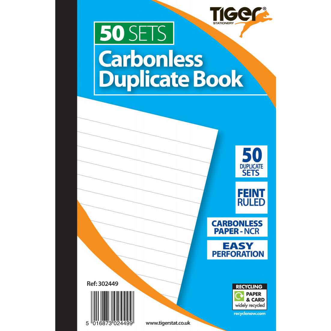 Tiger A5 Carbon Duplicate Book – 50 Sets, Feint Ruled