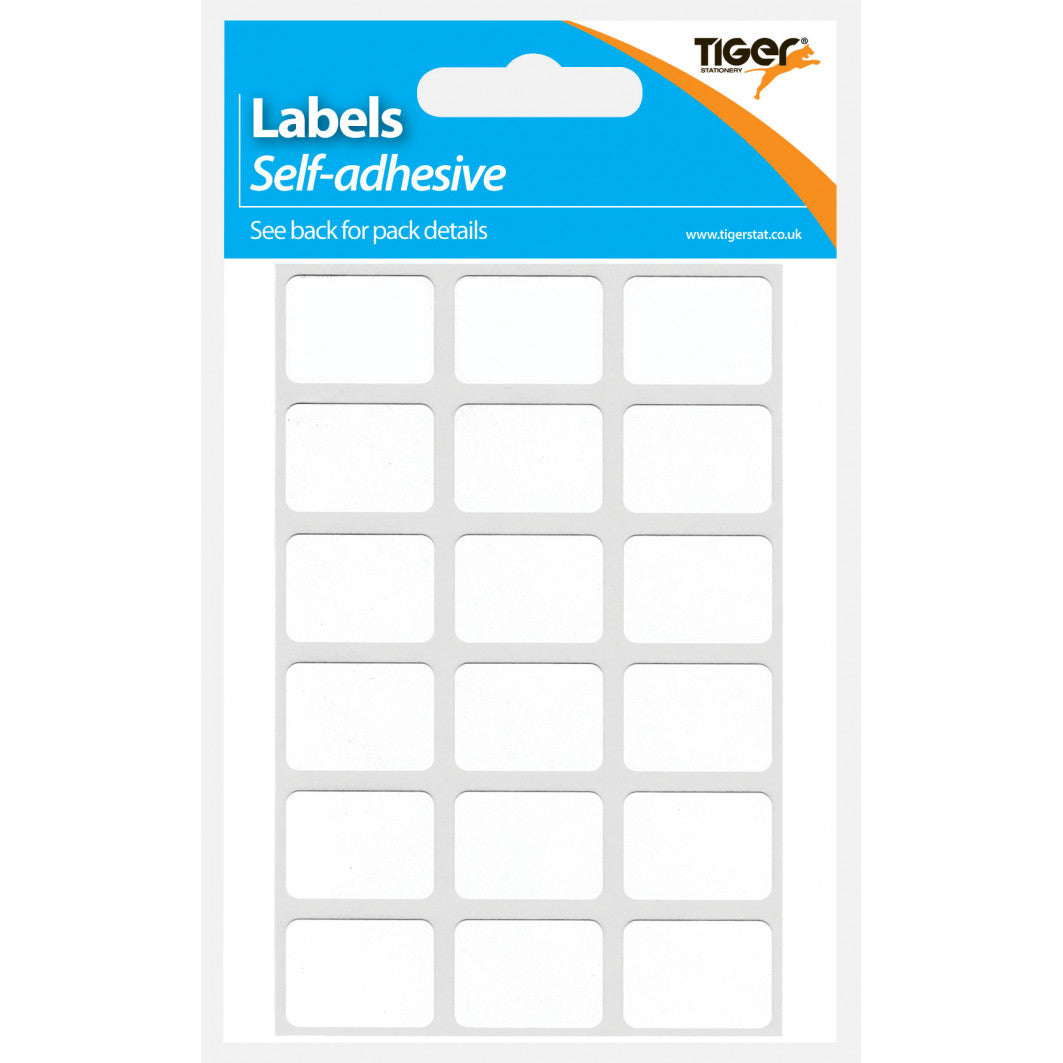 Tiger White Adhesive Labels – 16 x 22mm Rectangular, 7 Sheets of 18