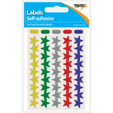Tiger Coloured Self-Adhesive Stars – Pack of 2 Sheets