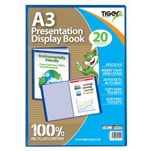 Tiger A3 Presentation Display Book – 20 Pockets, Blue