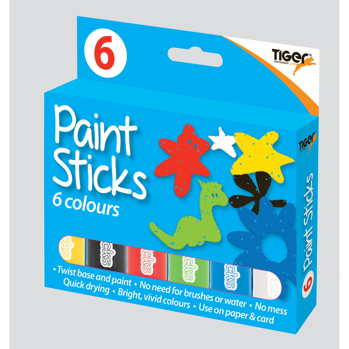 Tiger Twist-Up Paint Sticks – Box of 6 Assorted Colours