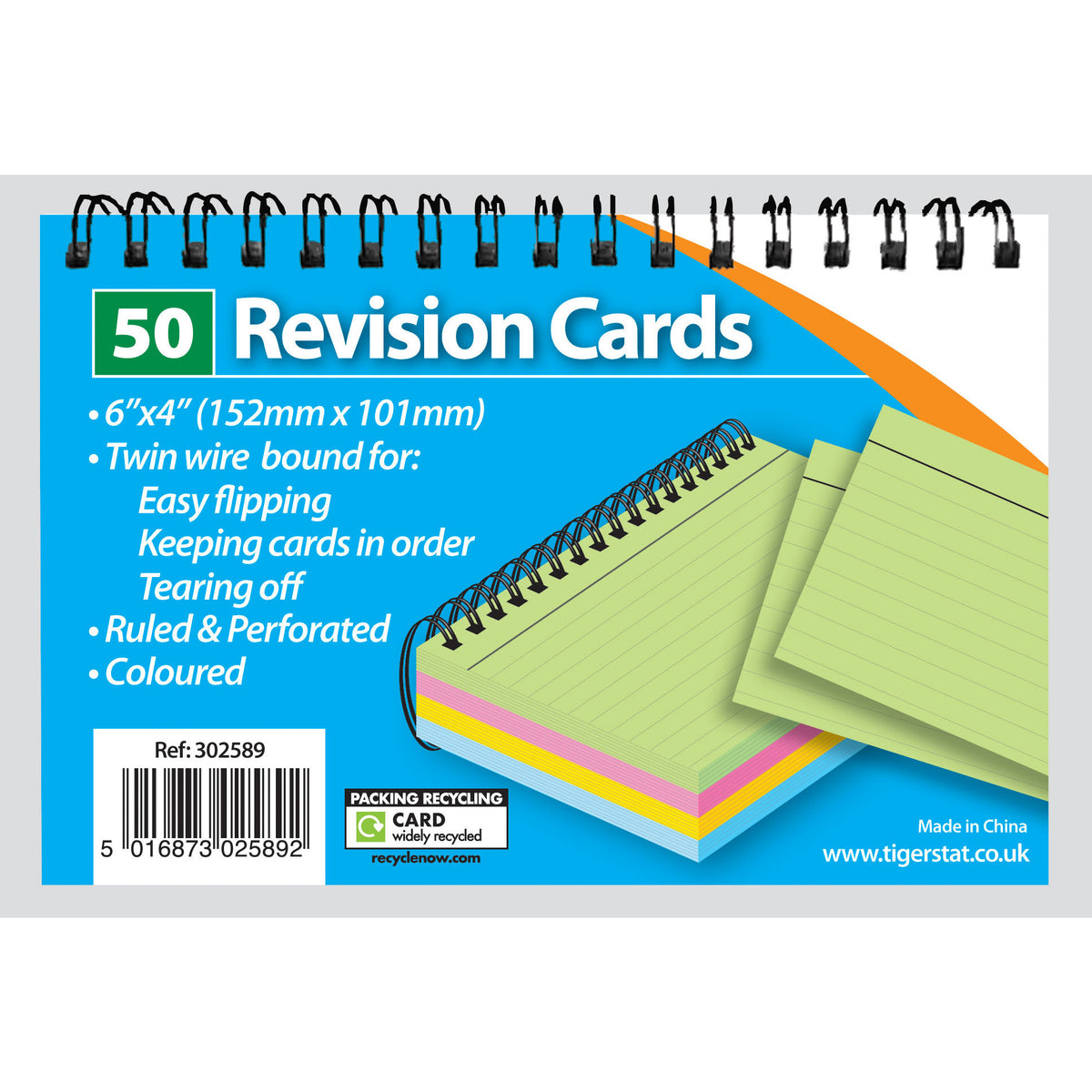 Tiger 6 x 4 inch Twin-Wire Revision Cards – 50 Cards