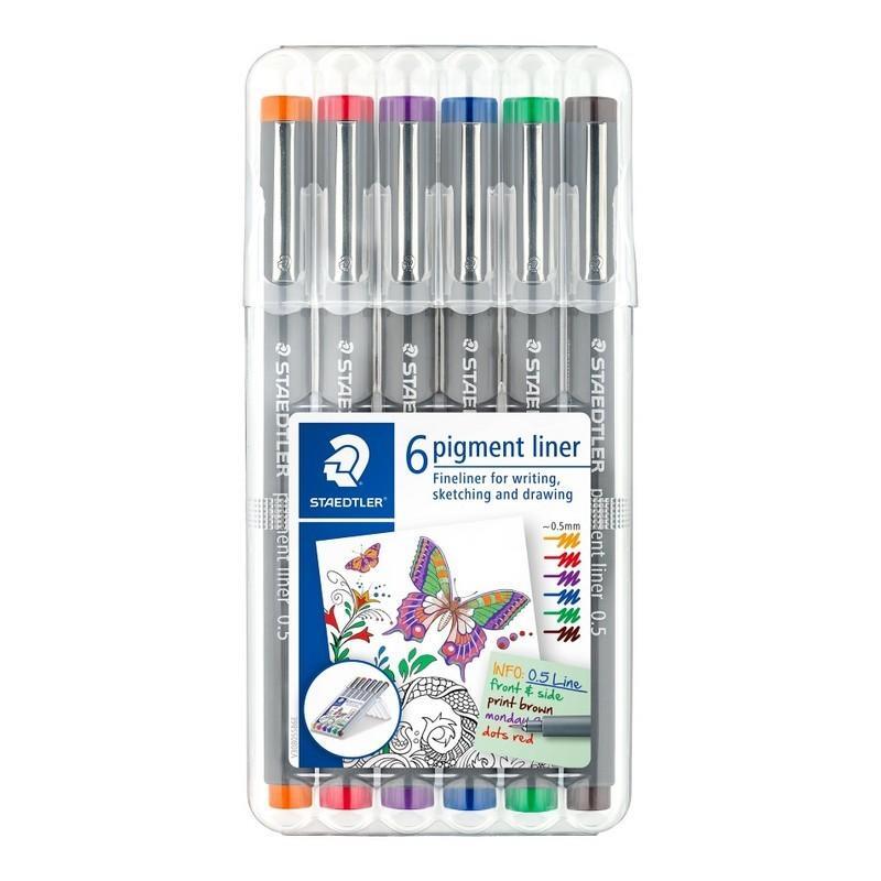 Staedtler pigment liner 308 0.5 mm, box of 6 assorted colours