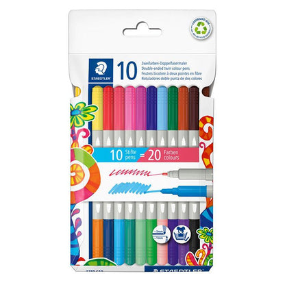 Staedtler Double-Ended Twin Colour Fibre-Tip Pens 3280 – Box of 10