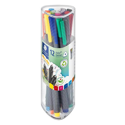 Staedtler Triplus Fineliner 334 – Triangular Tub of 12 Assorted Colours