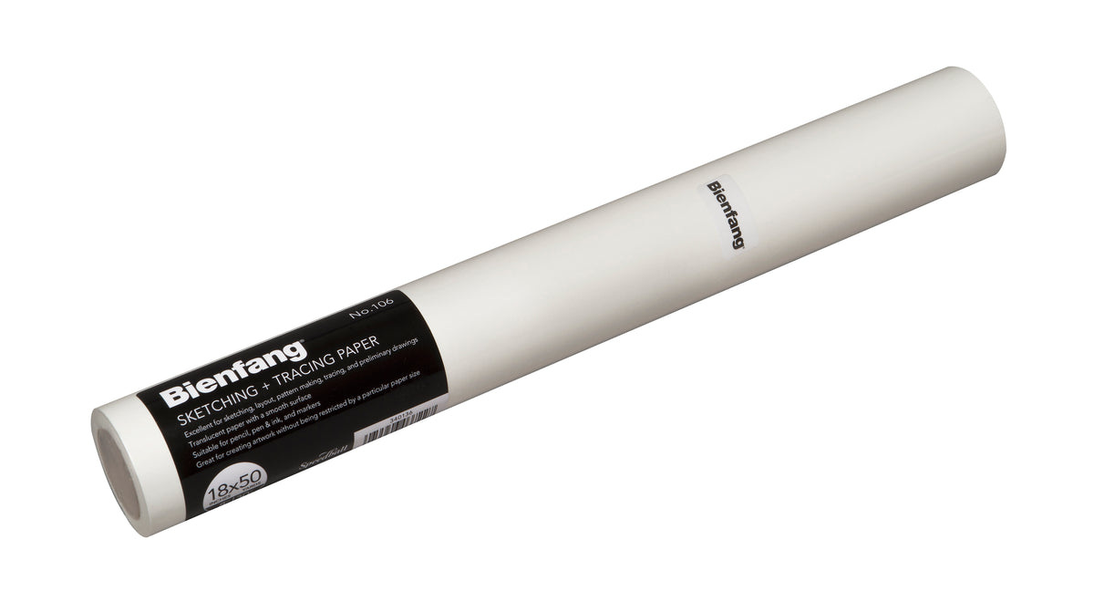 Bienfang #106 Sketching & Tracing Paper Roll 29gsm, White – 18in x 50yd (45.7cm x 45.7m)