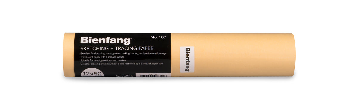 Bienfang #107 Sketching & Tracing Paper Roll 28gsm, Canary – 12in x 50yd (30.5cm x 45.7m)