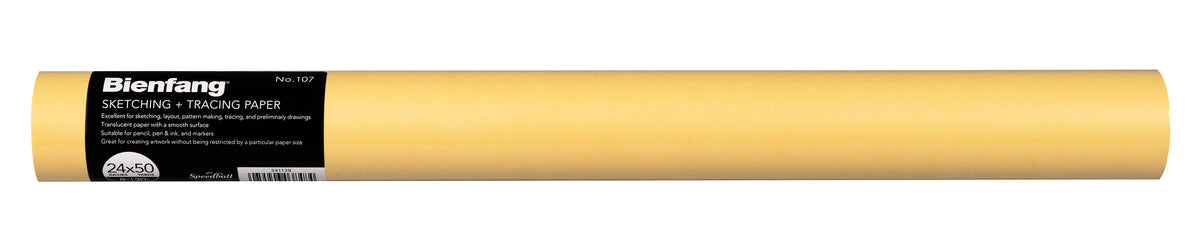 Bienfang #107 Sketching & Tracing Paper Roll 28gsm, Canary – 24in x 50yd (61cm x 45.7m)
