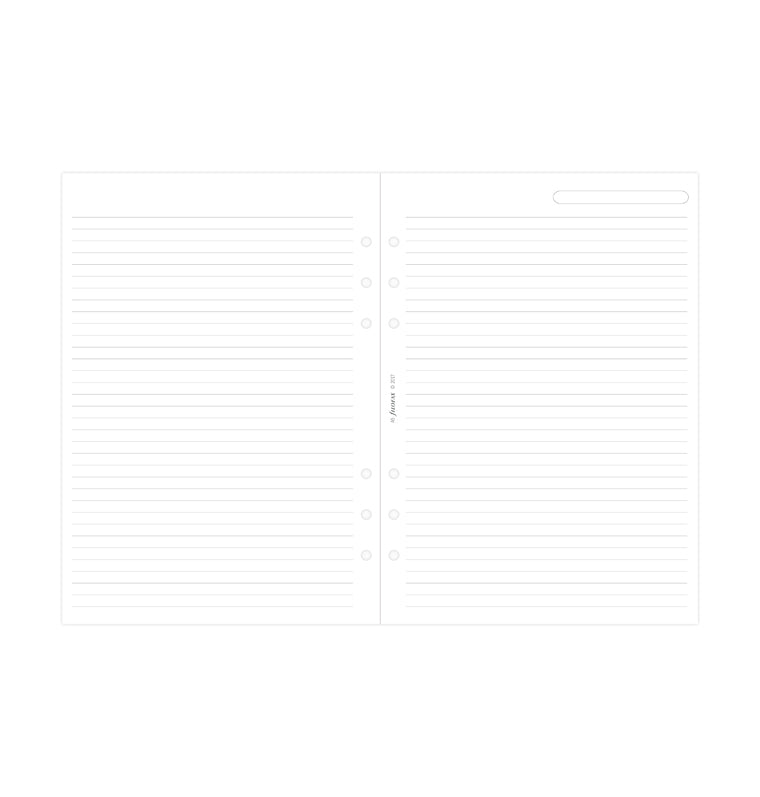 Filofax A5 White Ruled Notepaper Refill – 25 Sheets