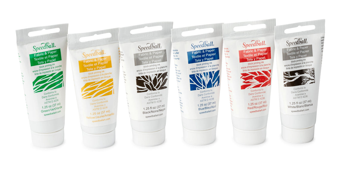 Speedball Fabric & Paper Block Printing Ink Set 6 x 37ml