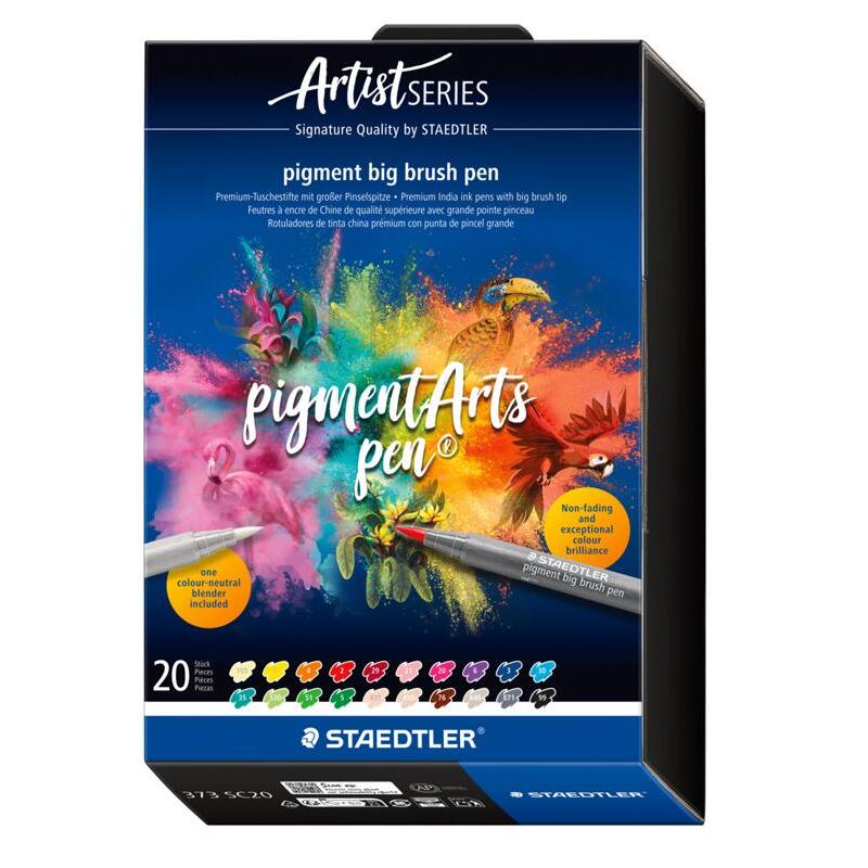Staedtler Pigment Arts Big Brush Pen 373 – Set of 10 Basic Colours