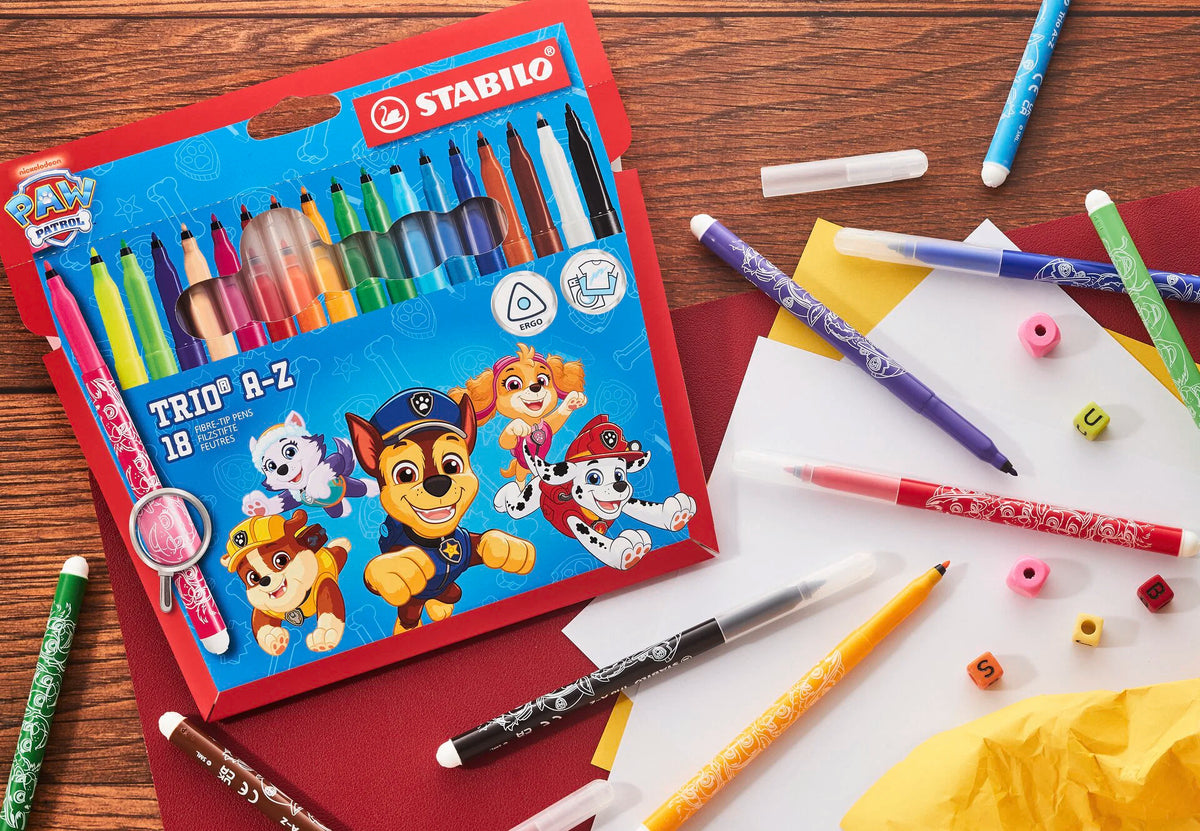 Stabilo Paw Patrol 12 Trio A-Z Fibre Tip Pens