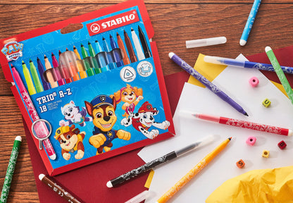 Stabilo Paw Patrol 12 Trio A-Z Fibre Tip Pens