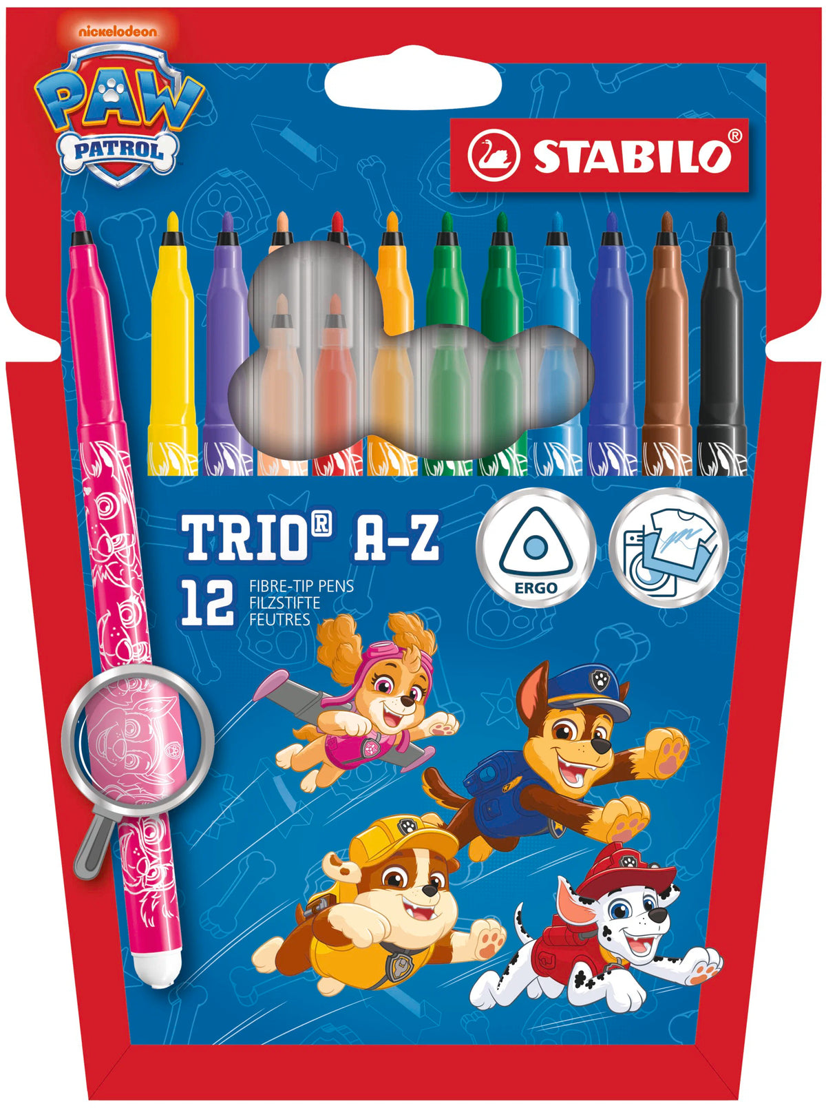 Stabilo Paw Patrol 12 Trio A-Z Fibre Tip Pens