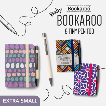 Bookaroo - A7 Baby Notebook & Pen - Navy & Yellow Geo