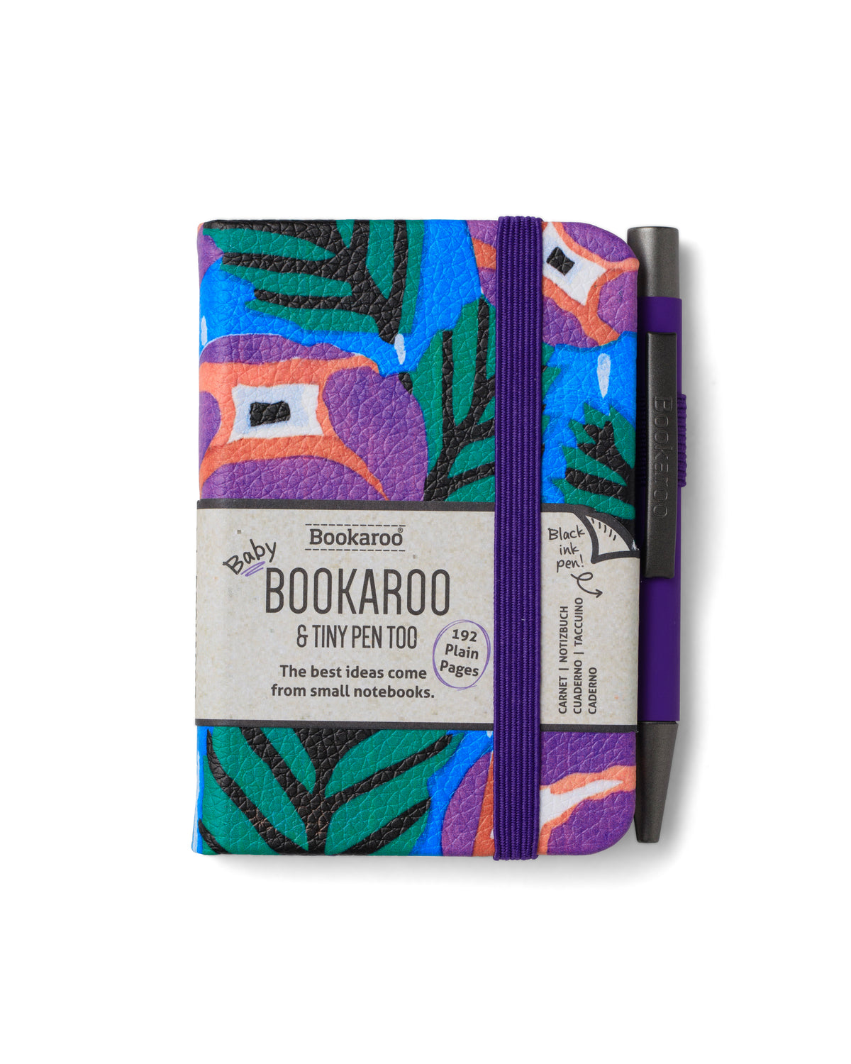 Bookaroo - A7 Baby Notebook & Pen - Purple & Turquoise - Floral