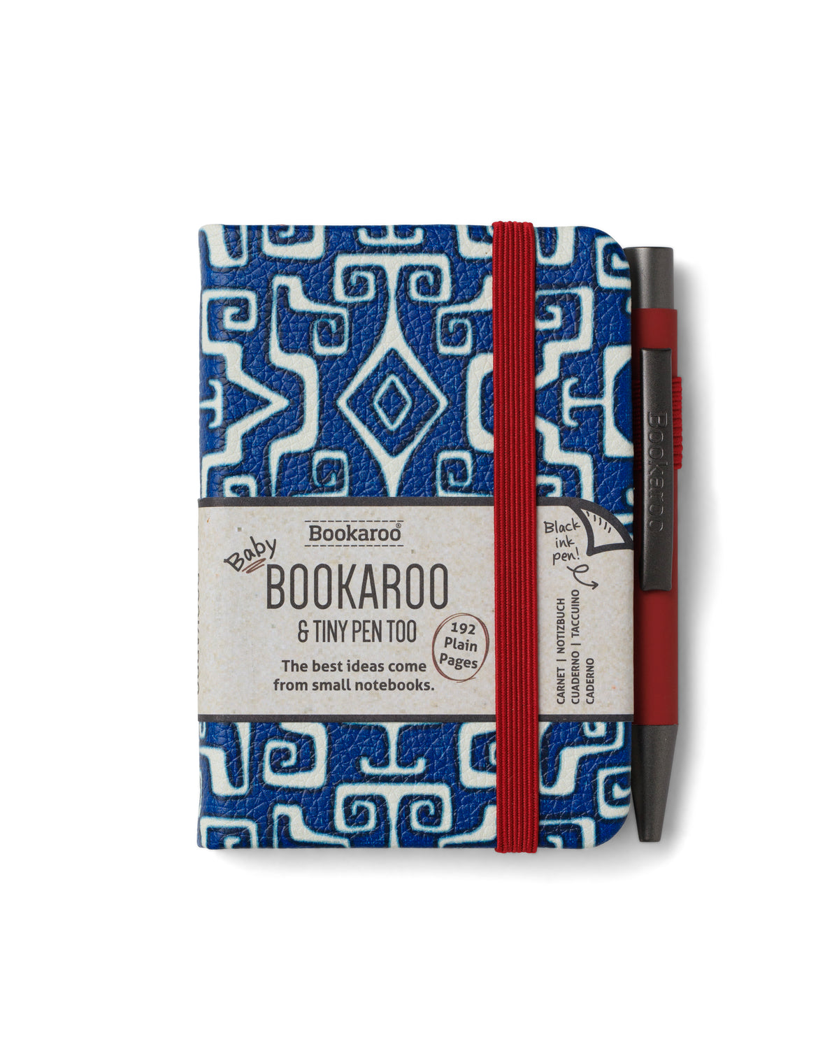 Bookaroo - A7 Baby Notebook & Pen - Navy & Dark Red - Aztec