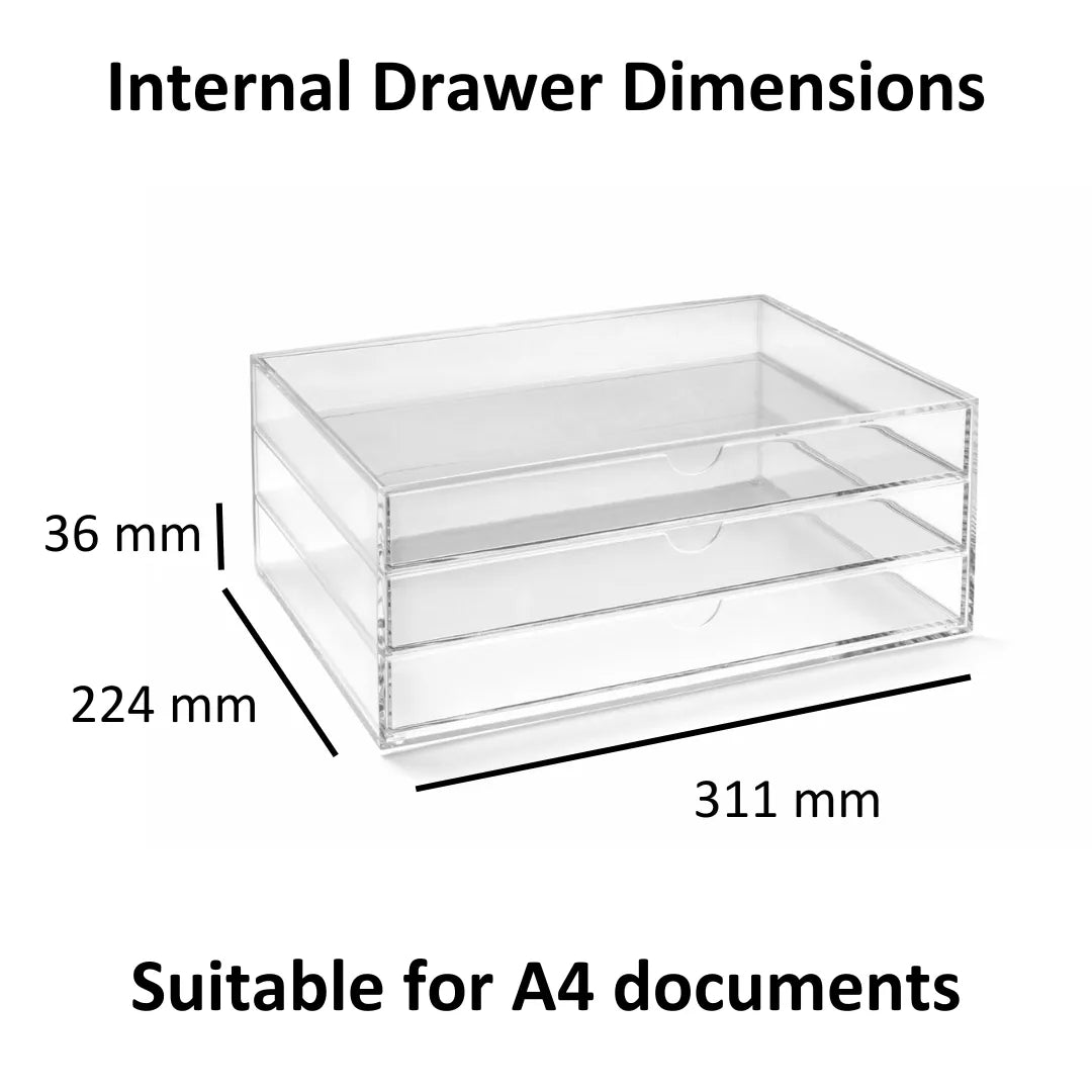 Clear Acrylic Three-Tier Sorter – A4 Landscape | A3TPSL