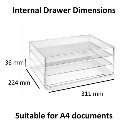 Clear Acrylic Three-Tier Sorter – A4 Landscape | A3TPSL