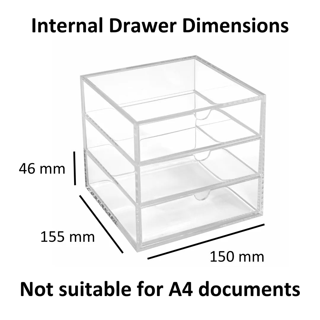 Clear Acrylic Three-Drawer Cube | A3333
