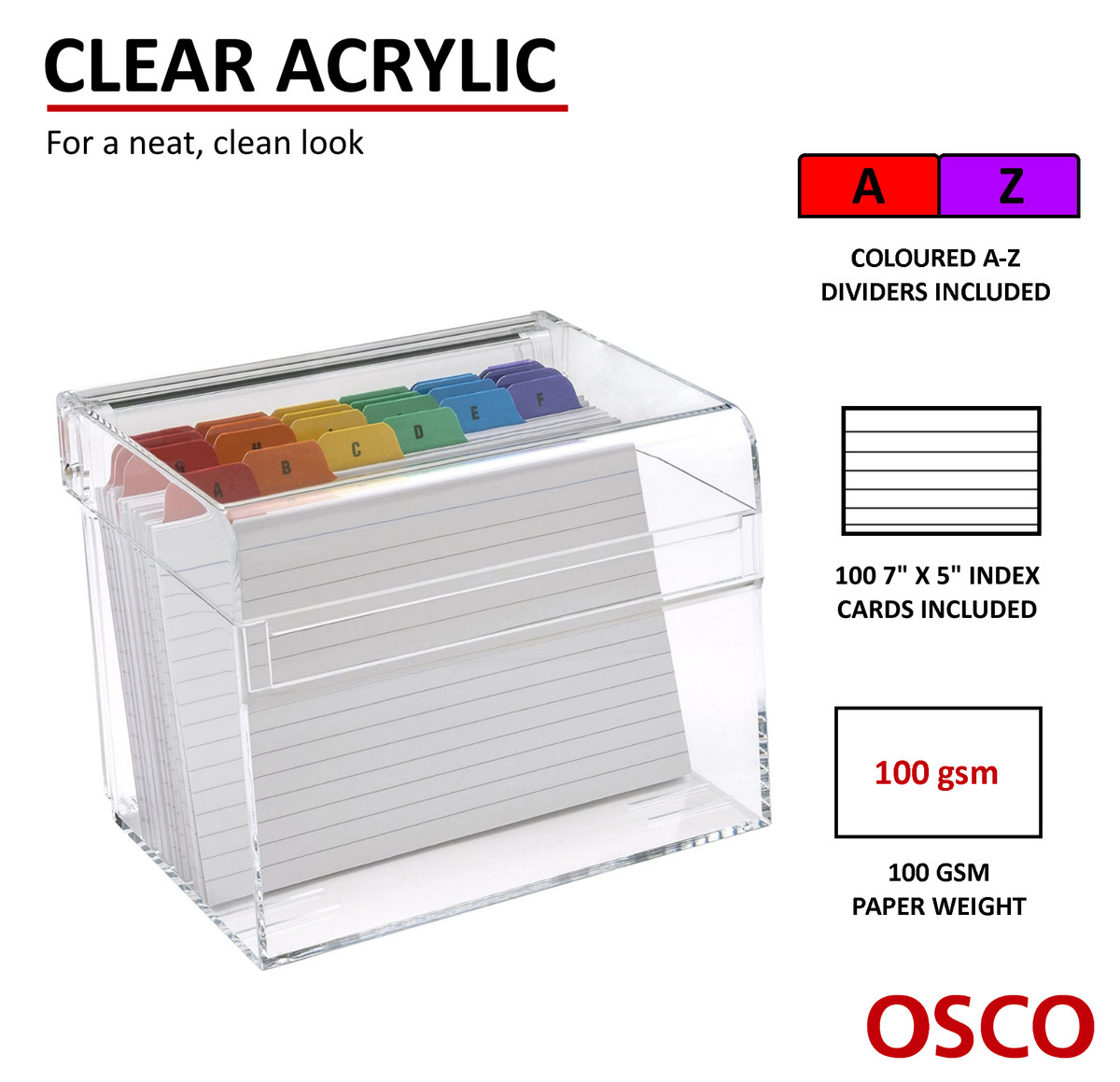 Clear Acrylic 7 x 5-inch Index Box | AIBOX-L
