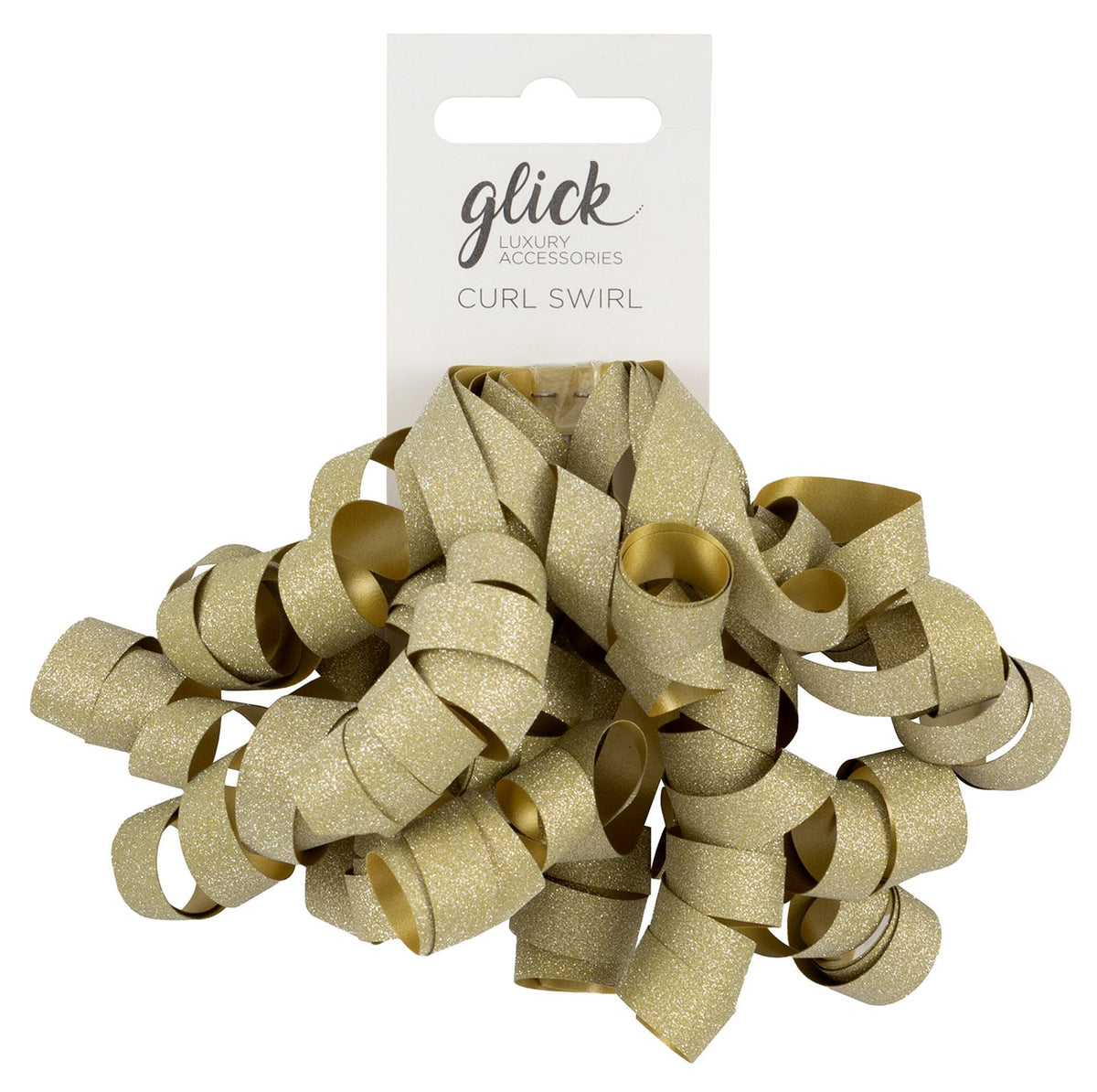 Gold Glitter Curl Swirl Gift Topper