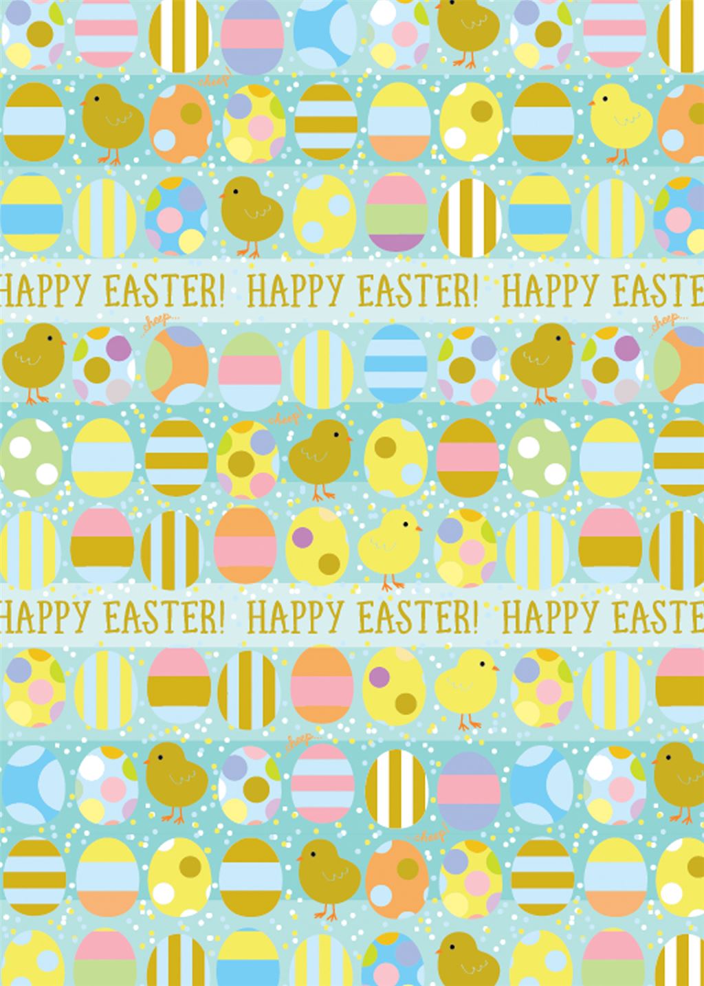 Wjb Easter Eggs & Chicks Wrapping Paper Sheet by Wendy Jones Blackett