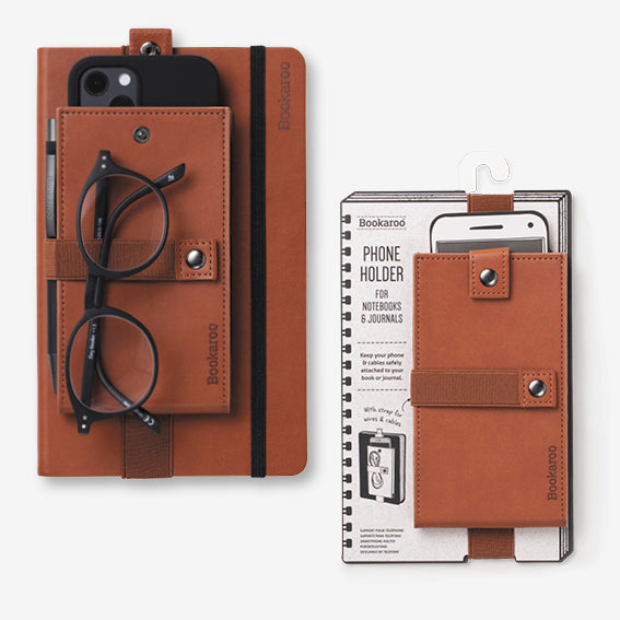 Bookaroo Phone Holder for Notebooks & Journals - Brown