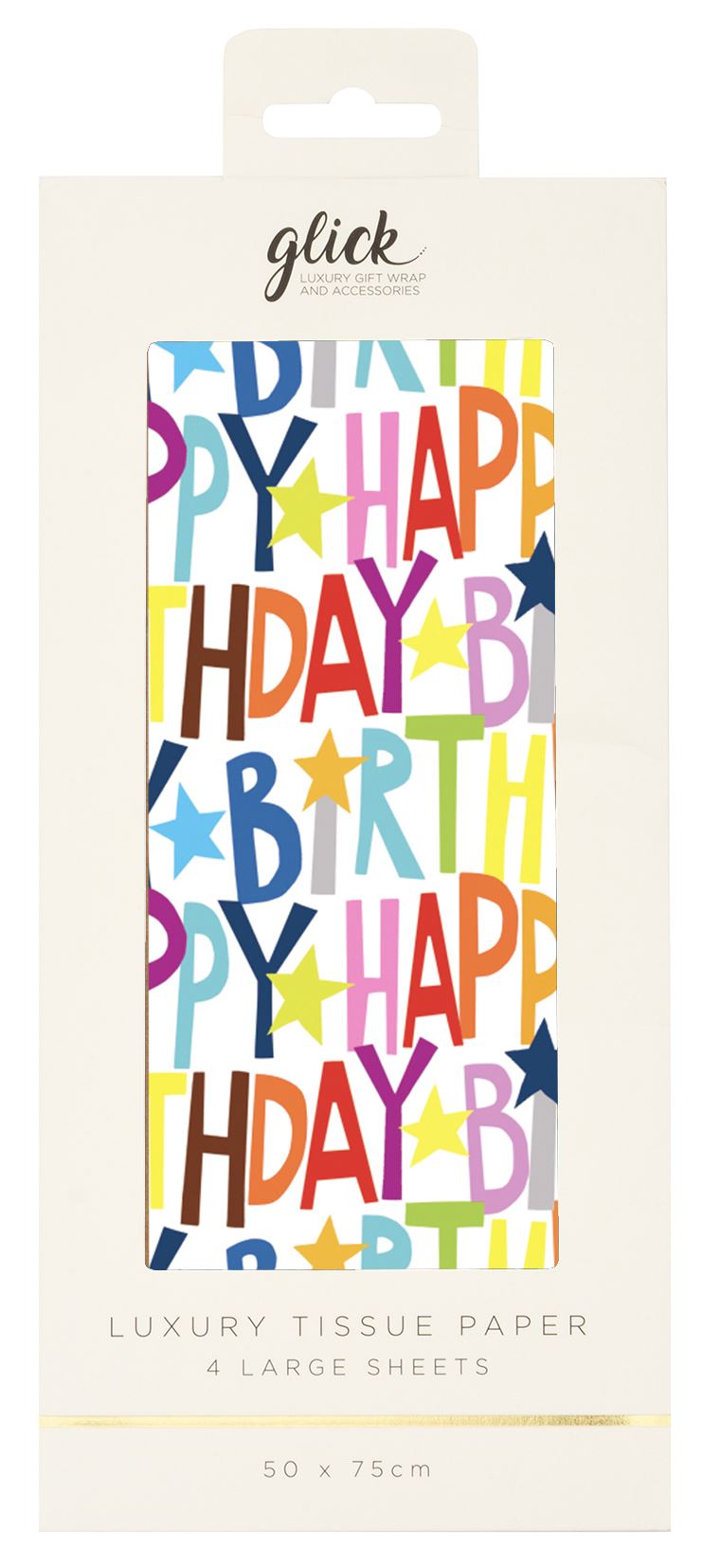 Happy Birthday Multi Patterned Tissue Paper (4 Sheets) by Paper Salad