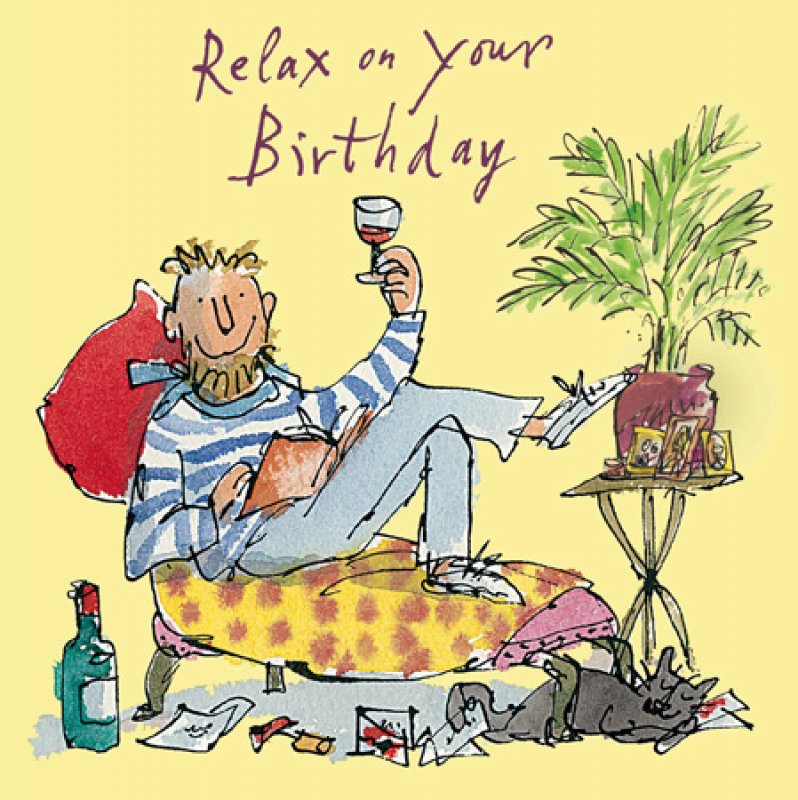 Quentin Blake Time for Wine Birthday Card