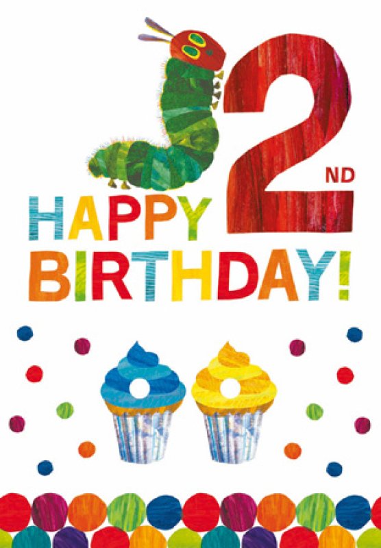 Cupcake Caterpillar 2nd Birthday Card