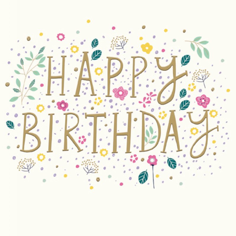 Peach & Prosecco Flowers and Foliage Birthday Card