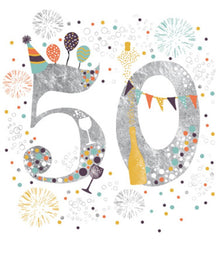 50 Today Silver Numerals 50th Birthday Card
