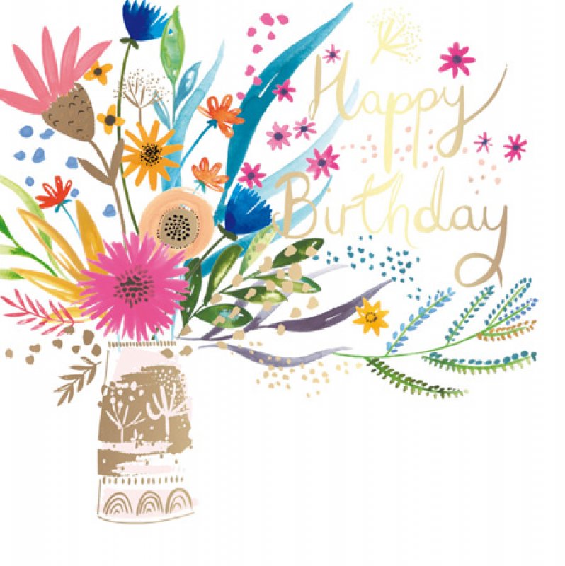 Birthday Blooms Vase of Flowers Birthday Card