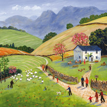 Afternoon Walk Countryside Painting Blank Greetings Card