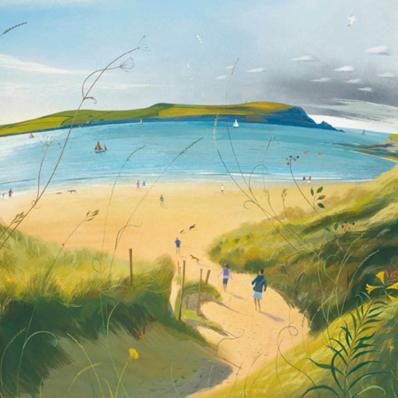 Going Down to the Beach Painting Blank Greetings Card