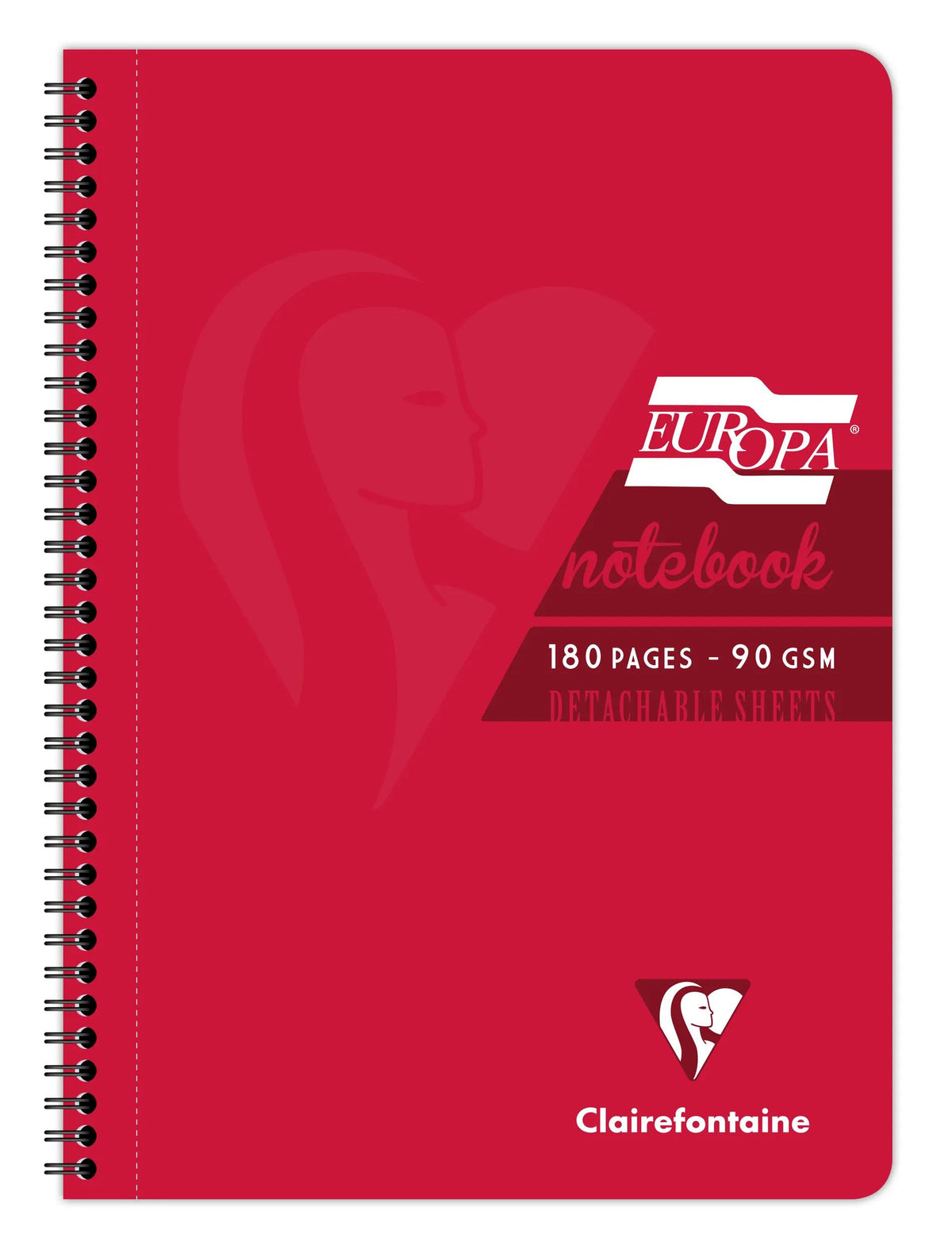 Clairefontaine Europa Glossy Wirebound Notebook - A4 Lined with Margin - 180 Pages - Red