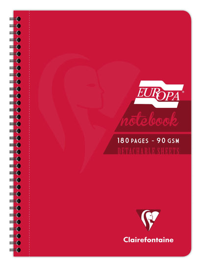 Clairefontaine Europa Glossy Wirebound Notebook - A4 Lined with Margin - 180 Pages - Red