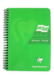 Clairefontaine Europa Glossy Wirebound Notebook - A5 Lined with Margin - 180 Pages - Green