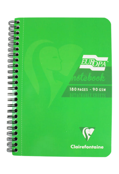 Clairefontaine Europa Glossy Wirebound Notebook - A5 Lined with Margin - 180 Pages - Green