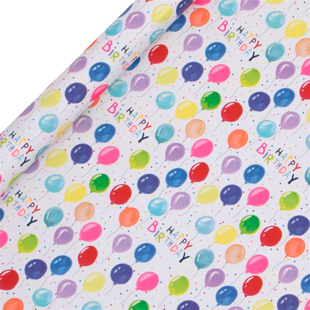 Neon Birthday Balloons Wrapping Paper Roll (2m)