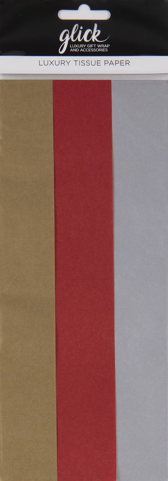 Gold & Silver & Red Patterned Tissue Paper