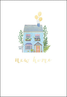 New Beginnings Blue House New Home Card
