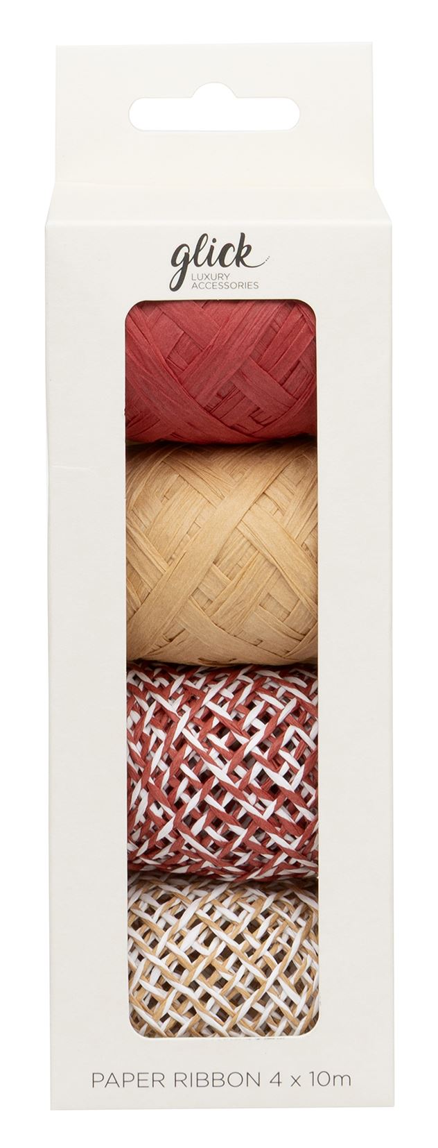 4x10m Eco-Kraft & Red Curling Ribbon Multipack (4 × 20m)