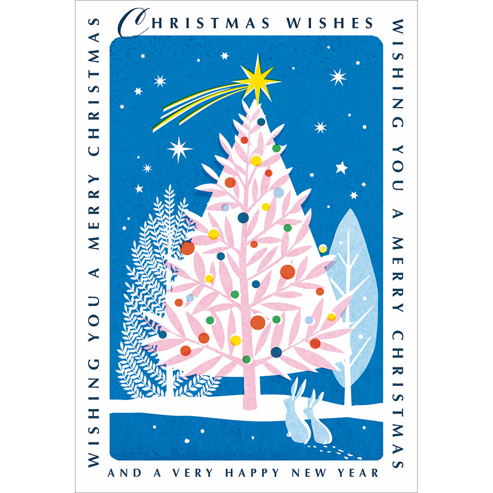 Christmas Wishes Pink Tree Christmas Card