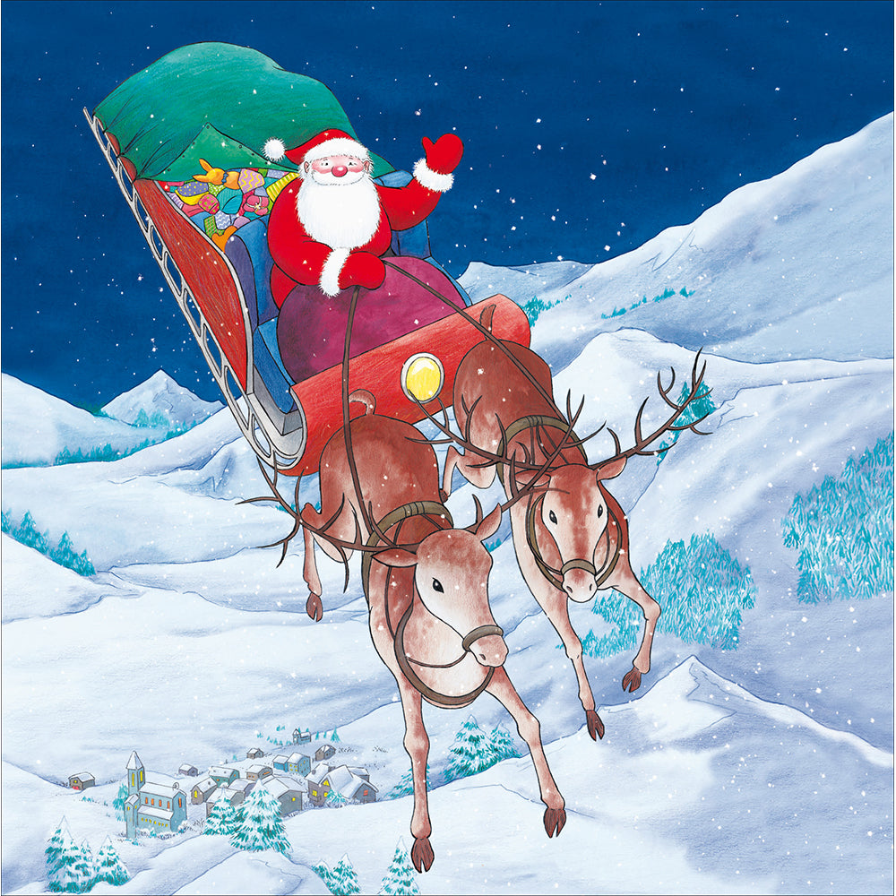 Father Christmas Night Flight Christmas Card