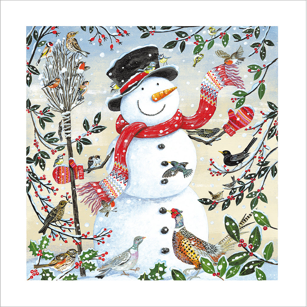Snowman & Friends Garden Birds Christmas Card