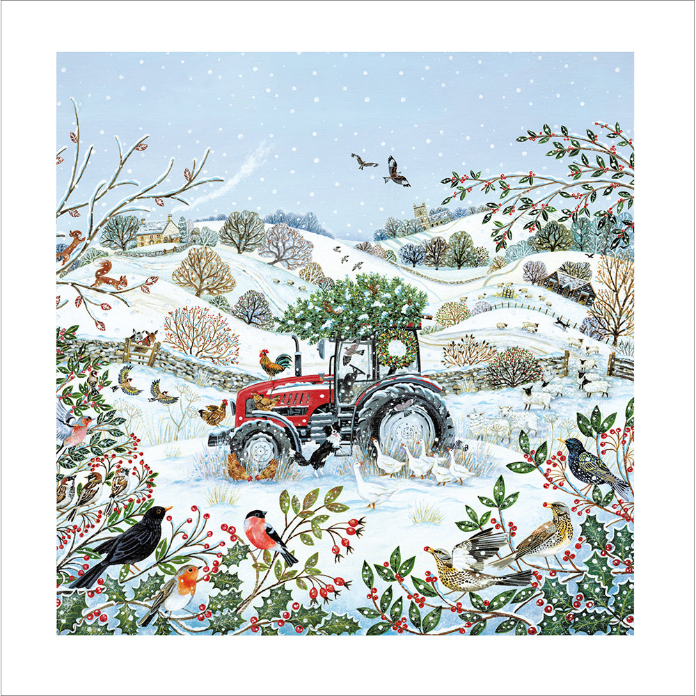 Festive Farm Tractor Christmas Card