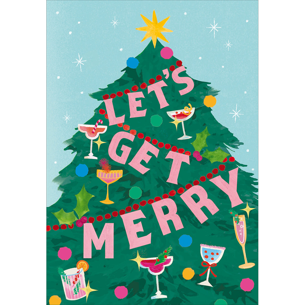 Let's Get Merry Cocktail Tree Christmas Card